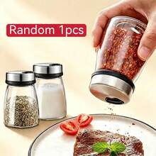 1pc Seasoning Jar Kitchen Spice Container Creative Condiment Bottle Salt And Pepper Shaker With Lid Spice Storage Box With Spoon Food Storage Container Kitchen Supplies Kitchen Decor - Multicolor - View 14