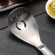 1pc Multifunctional Stainless Steel Straining Spoon, All-In-One Kitchen Gadget With Built-In Grater & Bottle Opener, Drain & Scoop Food - Silver - View 3