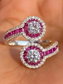 1pc Fashionable Cubic Zirconia Ring For Women, Wedding Engagement Party Jewelry, Valentine's Day Gift - 1# - View 6