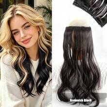 1-Piece Ultra-Lightweight Large Wave Hair Extension | 4 Clips Secure Invisible | Long Layered Curly Hair Volume Booster | Women's Daily Party Voluminous Natural Styling (Seamless Breathable) - Multicolor - View 16