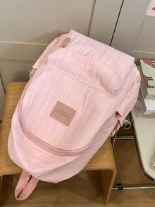 Dedoo Striped Student Backpack, Vertical Striped Pleated Patchwork Large Capacity, Campus Backpack, Women's College Campus Casual Travel Daily Use Backpack (Random Patchwork) - Multicolor - View 9