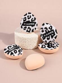 MAANGE 5/10pcs Black & White Leopard Print Professional Makeup Sponges, Dual-Use Dry & Wet, Soft Skin-Friendly Sponge, Suitable For Daily Makeup Use, Essential Travel Makeup Tool, Gift For Girls - Multicolor - View 8