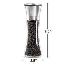 Salt And Pepper Grinder Tall Size - Black Pepper,Herb Shakers Mill Refillable Manual - Stainless Steel Lid - Adjustable Coarseness - Glass Material- Fits In Home,Kitchen,Barbecue - Transparent - View 2