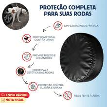 Protetor Rodas Carro Corino Impermeável Xixi Cachorro Aro 15 - Preto - Visão 4