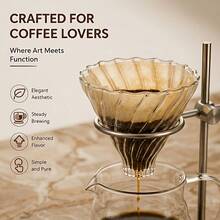 Pour Over Coffee Dripper Stand Set, Includes 600ml/20oz Coffee Pot, Coffee Filter/Filter Paper And Wooden Base, Adjustable Height Pour Over Coffee Stand, Suitable For Home, Cafe, Restaurant Filter Holder - Multicolor - View 5