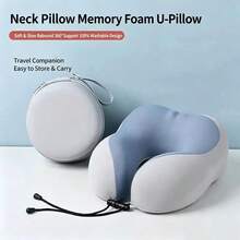 Portable Neck Pillow, Suitable For Travel And Home Use - Ergonomic Memory Foam Neck Support Cushion, Compact And Lightweight Design, Easy To Store, Comfortable Rest And Posture Support, Suitable For Office - Travel U-shaped Pillow - View 1