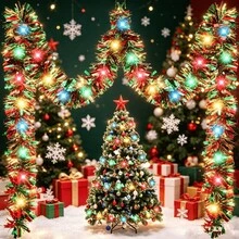LED Christmas Tinsel Garland Metallic Shiny Garland With LED Lights 5m/50LEDS Xmas Tree Garland Thick Hanging Suitable For Home Decor - Battery-operated Colorful String Lights - View 7