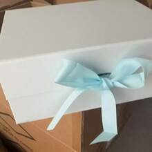 1 pieza Caja de regalo con lazo plegable, estilo de una sola pieza, caja de regalo para cosméticos, embalaje de regalo para el Día de San Valentín - Celeste - Ver 3