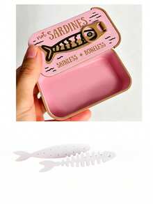 Novel Sardine Can Jewelry Box - Unique Fish-Shaped Tin Travel Jewelry Box, Cute Yellow & Blue Color Home Storage Box With Lid, Includes Fish Bone Shaped Jewelry Stand, Can Store Bracelets, Necklaces, Rings, Earrings, Multiple Colors Available, Perfect Gift For Women And Girls - Multicolor - View 21