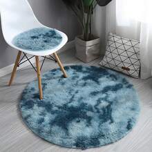 1pc Super Soft Fluffy Round Long Pile Rug, Non-Slip, Washable, Cute And Beautiful, Suitable For Living Room, Bedroom, Home Decor, Room Decoration, Accent Rug, Floor Covering, Non-Slip Back, Easy To Maintain - Dusty Blue - View 2