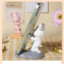 1pc Cute Bear Shaped Phone Stand Decoration, Suitable For Phones And Tablets, Applicable For Desk, Bedside, Living Room, Study, Bedroom, Suitable As Birthday Gift, Graduation Gift And More - Multicolor - View 3