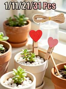 1-31pcs Heart-Shaped Small Clips - Cute Wooden Photo Clips, Creative Photo Wall Clips, Holiday Decoration Clips, Pink And Red Combination. Clip Style Photo Clips For Displaying Photos, Crafts, Art And Cocktails,Suitable For Creative Projects - Multicolor - View 8