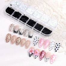 12-Grid Mixed 3D Black & White Mini Polka Dot Nail Art Decoration Small Round Glitter Sequins - Multicolor - View 5