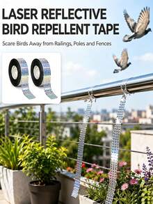 1pc Laser Reflective Bird Repellent Tape, Shiny Bird Deterrent Ribbon, Waterproof Bird Repellent Strip For Yard, Farm, Orchard, Repels , Sparrows, Pigeons, Wild Ducks, Geese, Outdoor Pest Control Bird Repellent Tape - A - View 3