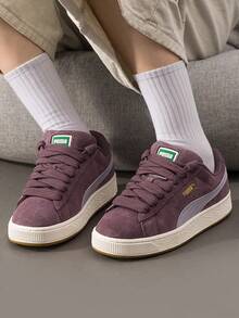 Puma 中性經典麂皮滑板鞋，舒適輕量透氣休閒運動鞋 395205-72 - 迴響灰-暖白 - 查看 4