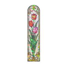 Bokmärke i akryl med blommotiv i glasmålningstil, holografisk laserskimrande design, vintage konstblomma, bokmärke för läsare, present - Rektangel - Visa 15