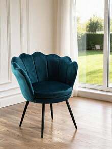 WAHSON OFFICE CHAIRS 1PC Wahson Velvet Armchair Armchair With Gold Legs, Comfortable Bedroom Armchair Relax Chair For Living Room/Bedroom - 水鴨藍 - 查看 1