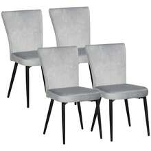 Esszimmerstuhl Set 4er Set Küchenstühle Mit Rückenlehne, Graue Polster In Samtoptik, Robustes Stahlgestell, 46x65x87cm - 灰色 - 查看 1