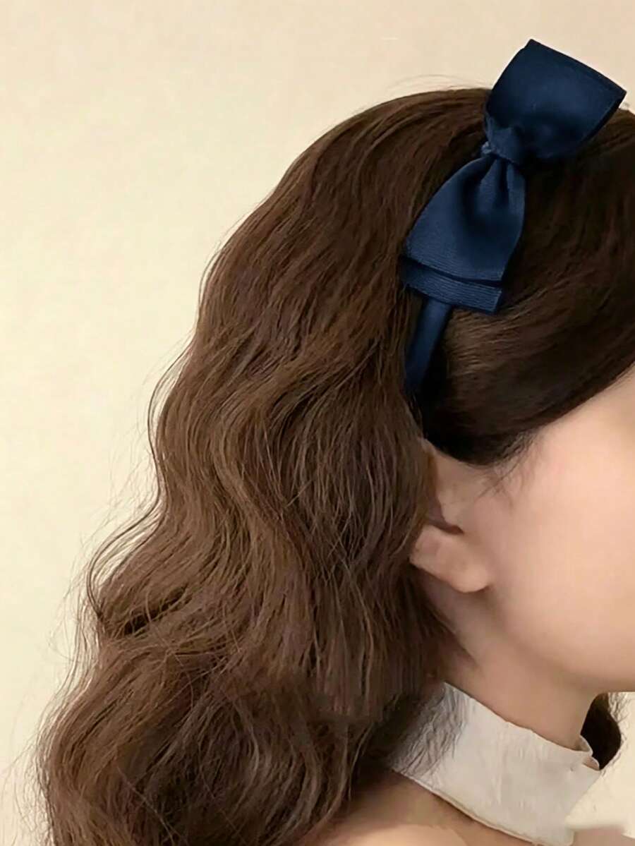 1件裝女款優雅蝴蝶結髮箍，高品質髮飾，適合學校、正式場合、派對、約會，女士髮箍髮帶，Diadema - 藏蓝色 - 查看 1