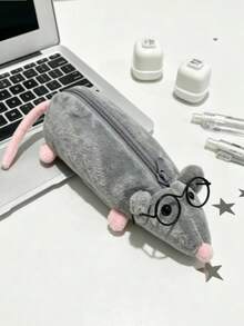 1pc Back To School Fancy Rat Storage Bag, Cute Gift Stationery Pencil Case - Multicolor - View 2
