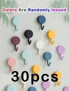 Multi-Color Adhesive Hooks, Fashionable & Practical Wall Decor Key Hooks, Hat, Scarf & Key Holder, For Home, Kitchen, Bathroom, Office Wall Installation - Multicolor - View 16