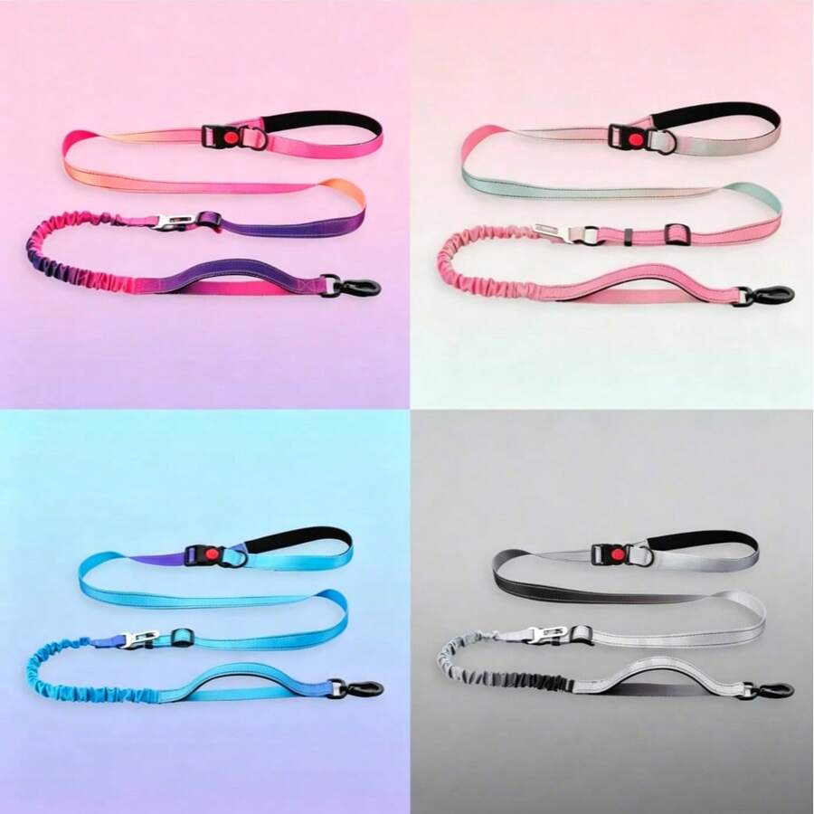 Fashionable Multi-Functional Dog Leash, 5-7.5ft Dog Bungee Leash, Retractable Reflective Dog Leash, Hands-Free Outdoor Dog Walking - Multicolor - View 1