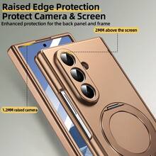 VIETAO Portable 360-Degree Rotating Invisible Phone Mount Wireless Charging Protective Mobile Phone Case Compatible With Samsung Galaxy Z Fold 8 Ultra 7 6 5 4 Tempered Glass Screen Protector Flip Phone Cover - Gold - View 3