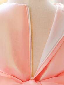 Young Girls Puff Sleeve Faux Pearl Dreamy Colorful Organza Party Dress, Suitable For Stage And Runway, Fabric Pattern Randomly Cut, Headband Not Included - Baby Pink - View 8