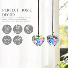 2PCS Heart-Shaped Crystal Sun Catcher Prism, Hanging Sun Catcher And Glass Prism Decor, Rainbow Maker For Window, Room, Kitchen, Garden Crystal Decoration - 2pcs Heart - View 6