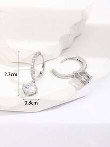 1pair/2pairs/3pairs Y2K Copper Cubic Zirconia Hoop Drop Earrings ...