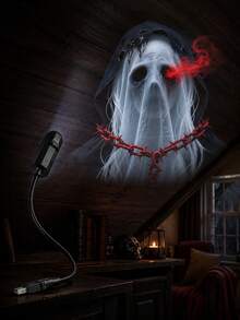Halloween Horror Projection Light USB Powered,7 Scary Slides Ghost Bat Pumpkin Skeleton Spider Projector,Adjustable Gooseneck Lamp For Party Wall Ceiling Decor - USB Projector Light - View 2
