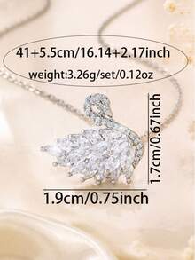 1pc Dreamy Gradient Zirconia Splice, Bright Silver Thin Chain, Exquisite & Elegant, Perfect For Date, Evening Party, Gift - White - View 2