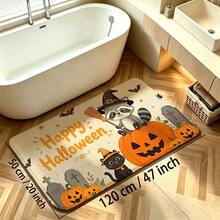 1pc Halloween Raccoon Black Cat Pumpkin Bat Pattern Entryway Doormat, Cartoon Style Polyester Rectangular Non-Slip Scratch-Resistant Dust-Removing Door Mat, Suitable For Halloween Holiday Entrance Door Front Outdoor Indoor - 0713+MZGJ - View 11