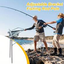2pcs Simple Fishing Rod Holder Ground Stake, Sea Fishing Rod Holder, Hand Pole Ground Stake, Casting Rod Holder, Sea Fishing Ground Stake, Dual-Use Rod Holder, Adjustable Fishing Rod Rest Support - Silver - View 4
