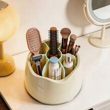 1 buah Organizer Kecantikan Minimalis dengan Tutup dan Mekanisme Putar, Wadah Penyimpanan Transparan Anti Debu yang Dapat Diputar 360 Derajat untuk Kuas Makeup, Eyeliner, dan Lipstik, Wadah Rapi untuk Meja Rias dan Meja Kamar Mandi - MultiWarna - View 3