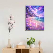 1PC DIY 5D Diamond Painting Kit Dream Beach Pattern - Round Full Drill Art Mosaic Craft, Home Wall Decor, Unframed - No Frame - View 3