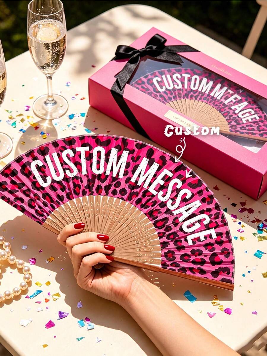 Customized New Leopard Print Folding Fan, Portable Handheld Fan, Suitable For Dance, Photography, Travel And Daily Use, Summer, Holiday - Multicolor - View 1