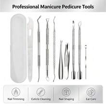 9pcs Stainless Steel Manicure & Pedicure Set, Dual-Ended Cuticle Pusher, Nail Cleaner, Hand & Foot Dead Skin Remover - Silver - View 3