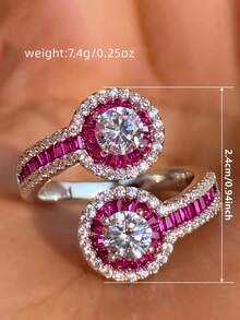 1pc Fashionable Cubic Zirconia Ring For Women, Wedding Engagement Party Jewelry, Valentine's Day Gift - 1# - View 7