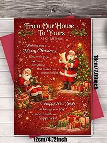 10/2pcs/Set Christmas Greeting Cards With Envelopes, Suitable For Friends, Family And Neighbors, Holiday Blessings, 2D Cards, Perfect For Family Exchange And Winter Gatherings, Christmas Cards, Perfect Christmas Invitations - One Size Fits All - View 9