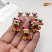 10/20pcs Christmas Deer Shaped Pendants - Resin Animal Charms, Suitable For DIY Jewelry Making, Perfect For Earrings, Keychains And Bracelets - Pendants - View 10