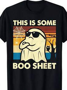 Men Costume Halloween, Funny Ghost Boo Sheet Halloween Graphic,Fun Ghostly Haunting Christmas Print T-Shirt, Mens Fall Clothes ,Gifts For Men - Black - View 2