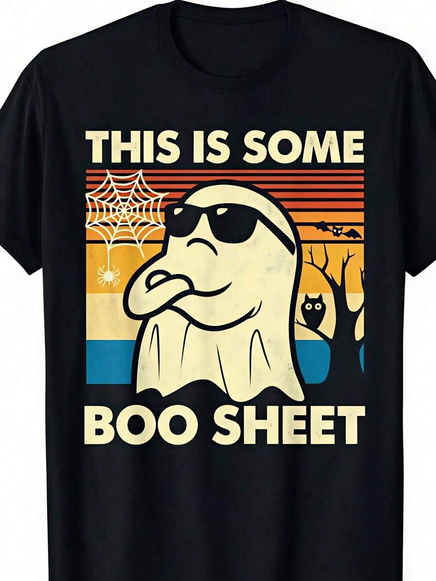 Men Costume Halloween, Funny Ghost Boo Sheet Halloween Graphic,Fun Ghostly Haunting Christmas Print T-Shirt, Mens Fall Clothes ,Gifts For Men