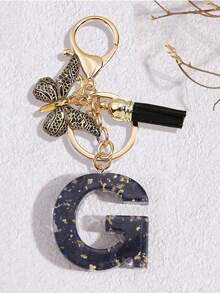 1pc Black Fashion Letter Keychain, Designed For Women's Bags, Exquisite And Compact, With Leopard Butterfly Pattern And Gold Plate 26 Letters A-Z Pendant, Suitable For Girls, Perfect As A Commemorative Gift For Valentine's Day, Teacher's Day And Halloween - Black - View 38