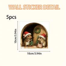 1/3/5pcs Christmas Mouse Hole Wall Sticker Cute Mice With Santa Hat Baseboard Decal Self Adhesive Removable Wall Art For Skirting Board Holiday Home Decoration - Christmas Mouse Hole Sticker - View 9
