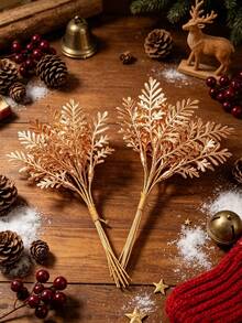 1pc Artificial Small Leaf Plant, Suitable For Autumn, Halloween, Christmas Decoration, Wedding Decoration, Home Decor, Party Accessories - Gold - View 6
