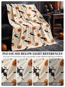 1pc Halloween Sofa Throw Blanket/Nap Blanket/Air Conditioning Room Flannel Blanket, Soft Comfortable Warm, Home Room Decor, Suitable For Living Room, Bedroom, Home, Dorm, All Season Use, Machine Washable, Autumn/Winter Decor, Gift For Girls - Multicolor - View 7