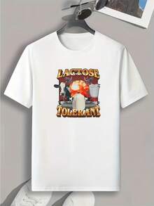 Summer Party Wear Graphic T-Shirt For Men - Lactose Tolerant - 白色 - 查看 2