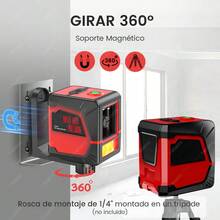 Nivel Láser Autonivelante De 2 Líneas FAGHTO ®   1mm Precisión Ip54 Con Soporte Magnético L Giratorio De 360 ° - Rojo - Ver 4