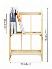 3-Tier Solid Wood Bookshelf, Stable Space-Saving Freestanding Storage Rack, For Home Office Study Bedroom Book & Sundry Storage, Suitable For Students And Office Workers - Multicolor - View 9